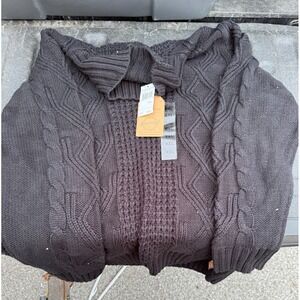 Weatherproof Vintage Men's XXL Black Cable Knit Shawl Collar Sweater NWT $80